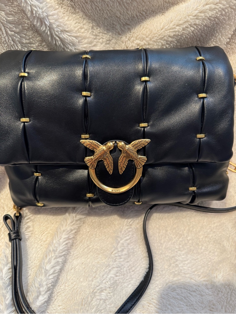 Pinko Black Quilted Leather Shoulder like new - Picture 3 of 9